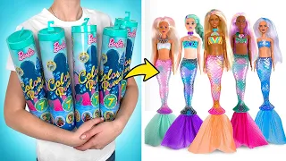 فتح مجموعة اللعب Barbie Color Reveal سلسلة حوريات البحر 