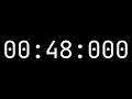 Countdown timer 48 seconds 00 48 000 - White on black with milliseconds