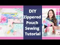 EASY How to SEW a LINED Zipper POUCH Beginner Project Sweet Red Poppy