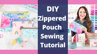 EASY How to SEW a LINED Zipper POUCH Beginner Project | Sweet Red Poppy