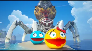 PACMAN AND MS PACMAN VS BIG SPIDER AND PLANT MONSTER