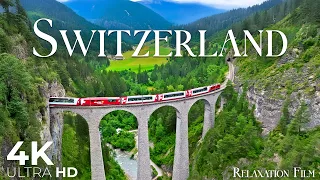 Switzerland 4K • Scenic Trains Through Swiss Alps | Relaxing Music | Nature Relaxation Film