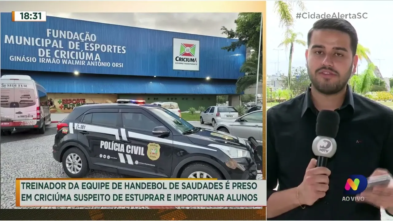 Treinador da equipe de handebol de Saudades, suspeito de estupro e assédio sexual, é preso em Criciúma