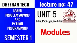 GE8151 PROBLEM SOLVING AND PYTHON PROGRAMMING PSPP Manojkumar Lectures module os sys module