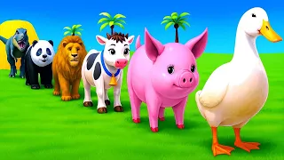 Long Slide Game With Cow Elephant Gorilla Hippopotamus Tiger 3d Animal Game Funny 3d Animals