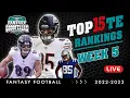 Top 15 Tight Ends Rankings Week 5 - 2023 Fantasy Football