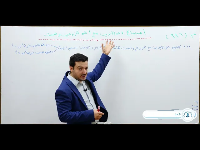 ⁣منهاج الصالحين/ ج3 / الميراث - درس 22 :  اجتماع احد الابوين مع الزوج والبنت / المسألة :  996 / اولا