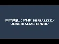 MySQL PHP error