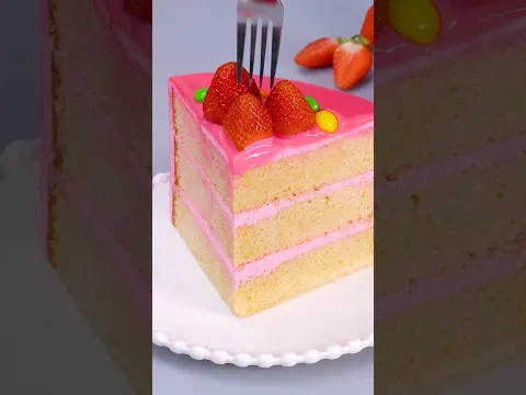 🍓🎂 Strawberry Pink Cake | A Sweet & Colorful Cake Surprise 🍬 #cake #tastyocean #relax #chocolate
