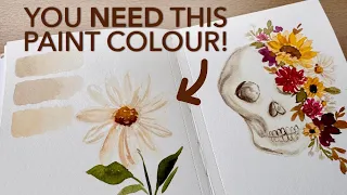 Let's Paint a BEAUTIFUL Floral Skull for Halloween With This Gorgeous Paint Colour! Step by Step