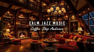 Calm Late Night Jazz Music With Bookstore Cafe Ambience Crackling Fireplace For Relax Work Study 