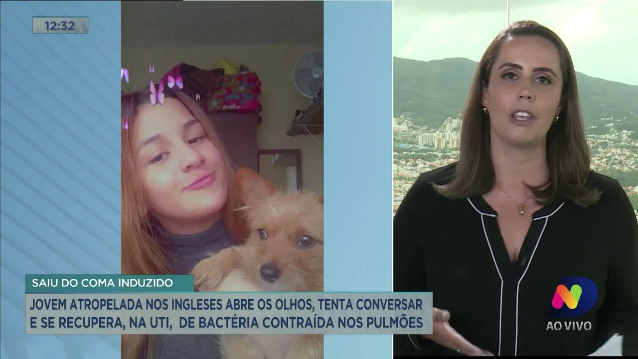 Jovem atropelada nos Ingleses abre os olhos e se recupera, na UTI, de bactéria nos pulmões