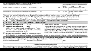 California application for Disabled person placard or plates reg 195-Step by Step