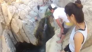 daring girl jump in black bra