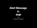 Alert Message In PHP
