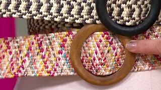 Susan Graver Stretch Raffia Belt with Round Wooden Buckle on QVC
