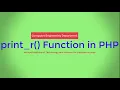 print - r Function in PHP with Bhumika Zalavadia