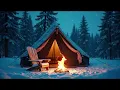 Stay Warm… Campfire in the Snowy Forest ❄️ Soft Saxophone for Deep Relaxation & Sleep