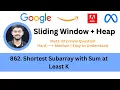 LeetCode 862 Shortest Subarray with Sum at Least K Sliding Window Heap Hard Meta