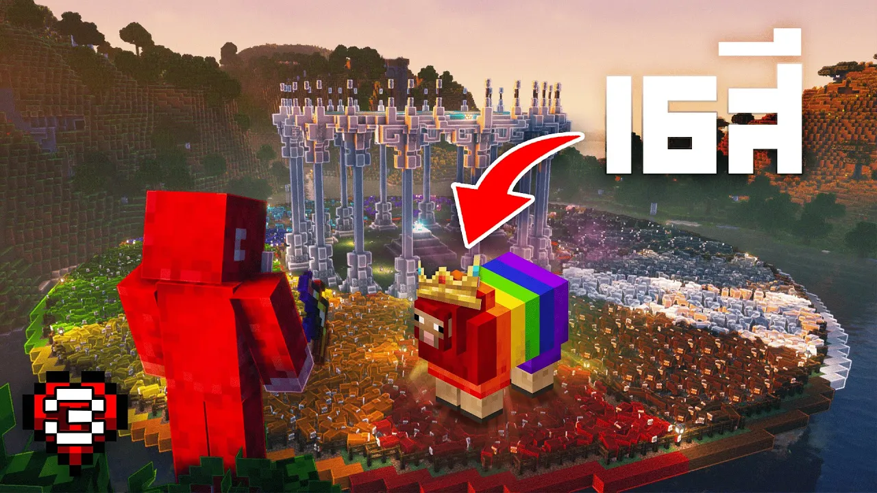 สร้างฟาร์มแกะ 16 สี ใหญ่ที่สุดเท่าที่เห็นมา | Minecraft ฮาร์ดคอร์