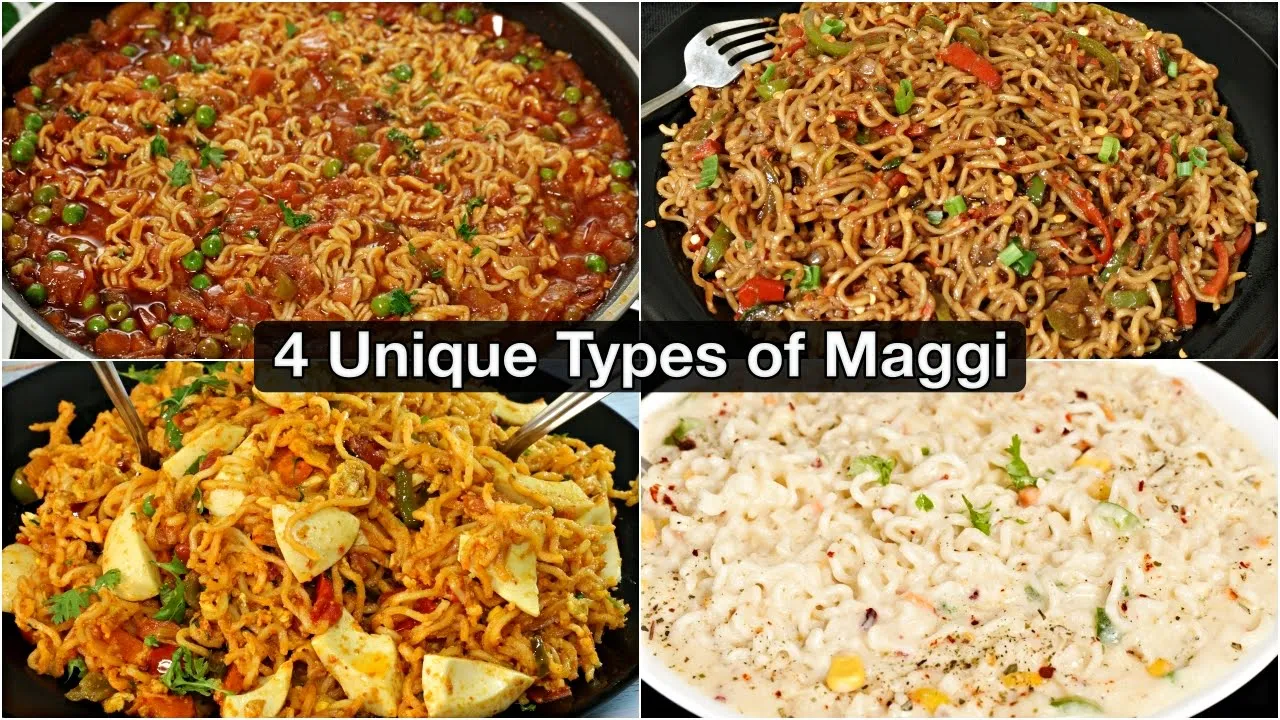 4 Types of Maggi Recipe   Curry Masala Maggi   Hot Chili Garlic Maggi   Egg Maggi   Cheese Maggi