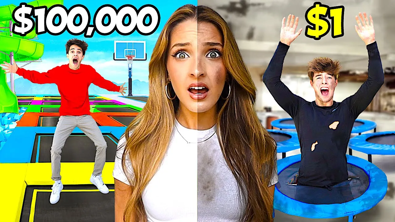 $1 VS $100,000 TRAMPOLINE PARK CHALLENGE!!