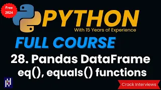 Comparison functions Pandas DataFrame eq equals function in Python