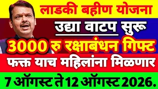 लाडक्या बहिणींना रक्षाबंधनाचे गिफ्ट! उद्यापासून जुलै व ऑगस्ट महिन्याचा हप्ता 3000 रुपये वाटप सुरू La