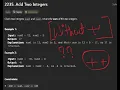 Add Two Integers without operator