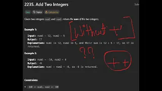 Add Two Integers without operator