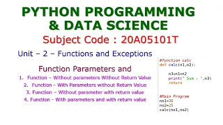 Function-Parameters-Examples for Parameter Passing-PYTHON PROGRAMMING DATA SCIENCE-20A05101T