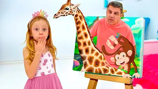 Nastya aprende animales con papá. Colección de los mejores cuentos para niños en español.