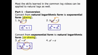 Mathcamp321 Logs Part 7A - Natural Logs Conversion and Properties