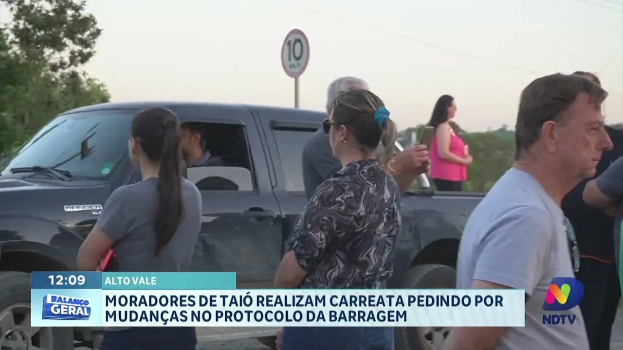 Moradores de Taió realizam carreata pedindo por mudanças no protocolo da barragem