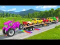 Download Lagu Flatbed Truck McQueen | Transportation with Truck - Pothole vs Car #11 | BeamNG.Drive Gameplay