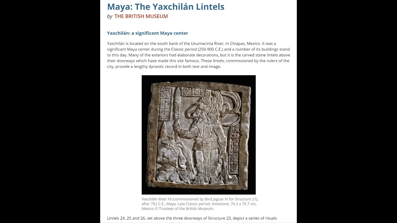 Maya: The Yaxchilan Lintels - Khan Academy Article Read-along - Marsha Russell