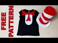 HOW TO MAKE AN EASY CAT IN THE HAT COSTUME Felt Sewing Tutorial DIY Free Pattern Dr Seuss Day