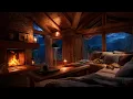 Lagu Rain \u0026 Thunderstorm with Fireplace Crackling | Peaceful Mountain Cabin Night Ambience