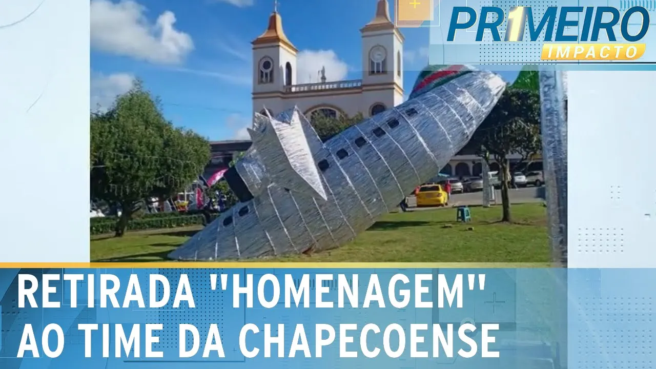 Após críticas, decoração duvidosa em homenagem à Chape é removida | Primeiro Impacto (29/11/23)