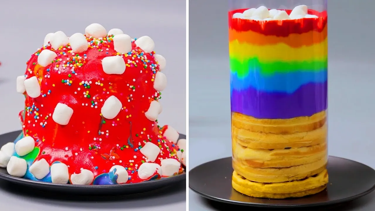Rainbow Pull Me Up Waffles Cake Recipe   How To Make Tsunami Cake