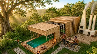 2 Men Built a Luxury Bamboo House With Private Pool Wild Wine in the Jungle [Full Build]