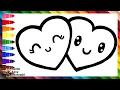 Drawing And Coloring A 2 Hearts In Love Drawings For Kids