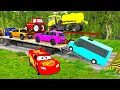 Download Lagu Flatbed Truck McQueen | Transportation with Truck - Pothole vs Car #7 | BeamNG.Drive Gameplay