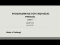 COMP215 Programming for Engineers Lab 5 Python