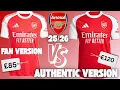 Arsenal FC Home Shirt Fan Vs Player Adidas Football Premier League Jersey Comparison Review