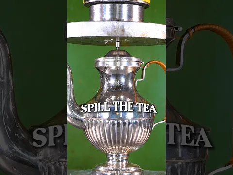 Tea Time Is Over! #hydraulicpress #satisfying #notmycupoftea