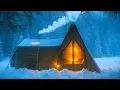 HOT TENT CAMPING IN THE SNOW  [ASMR, COZY, NATURE, SNOW] 