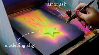 making a 3D painting using Modelling Clay & Airbrushing 🎨✨