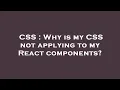 CSS Why is my CSS not applying to my React components
