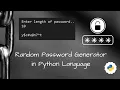 Random Password Generator in python language Python language